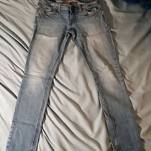 Low rise faded look jeans